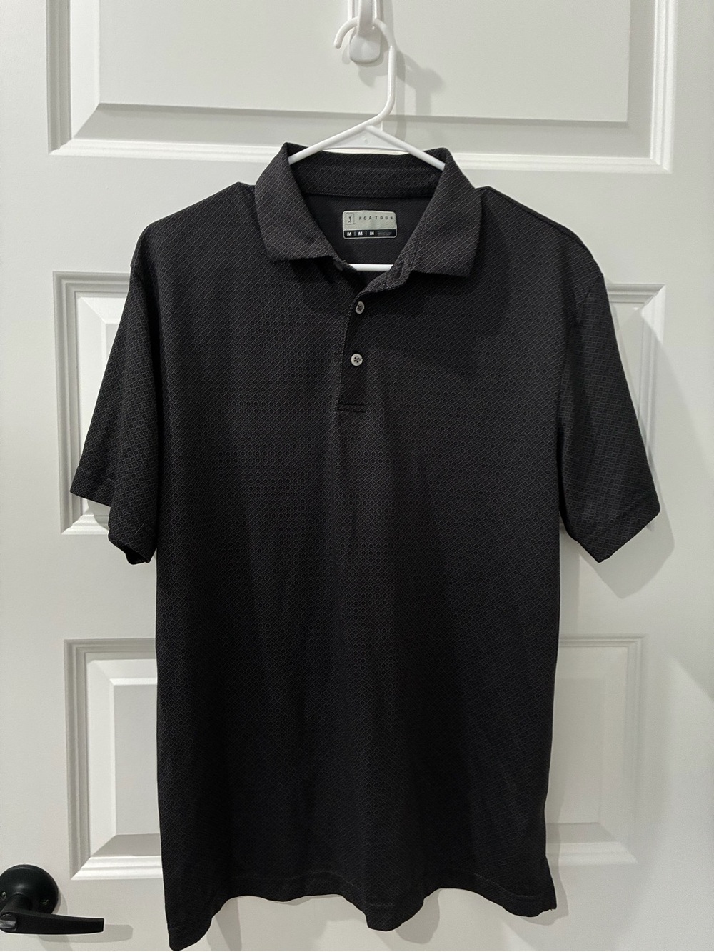 PGA Tour Men's Black Textured Polo